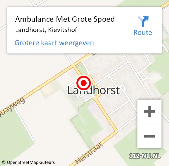 Locatie op kaart van de 112 melding: Ambulance Met Grote Spoed Naar Landhorst, Kievitshof op 8 november 2016 22:35