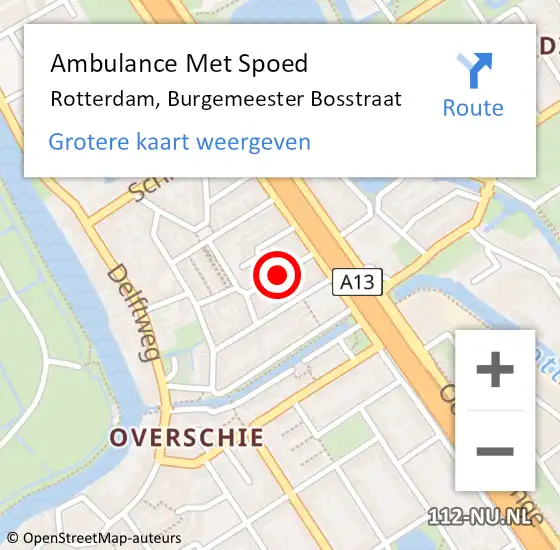 Locatie op kaart van de 112 melding: Ambulance Met Spoed Naar Rotterdam, Burgemeester Bosstraat op 8 november 2016 22:43