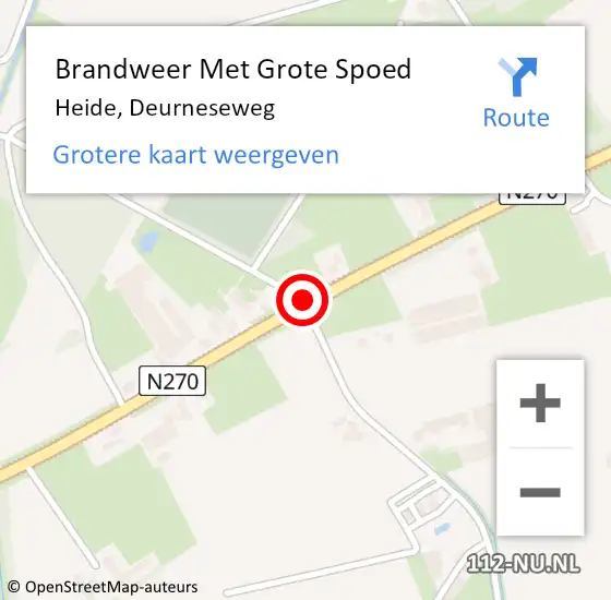 Locatie op kaart van de 112 melding: Brandweer Met Grote Spoed Naar Heide, Deurneseweg op 8 november 2016 22:51