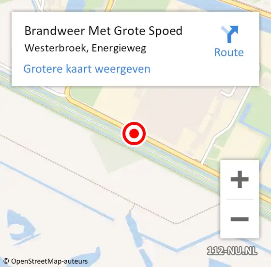 Locatie op kaart van de 112 melding: Brandweer Met Grote Spoed Naar Westerbroek, Energieweg op 8 november 2016 23:41