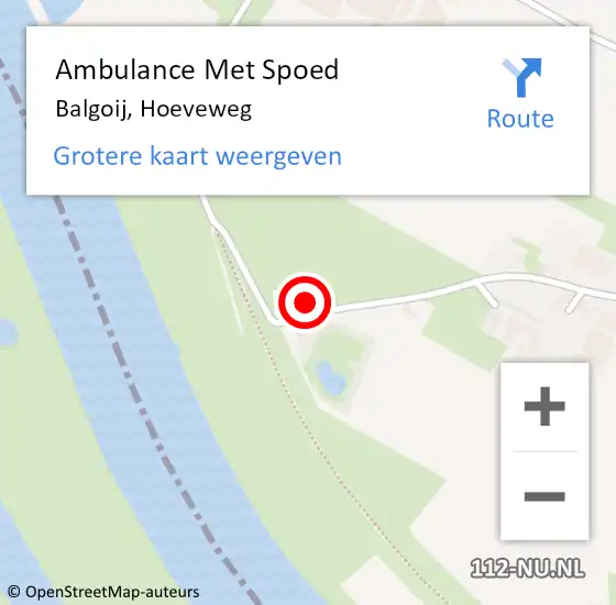 Locatie op kaart van de 112 melding: Ambulance Met Spoed Naar Balgoij, Hoeveweg op 8 november 2016 23:52