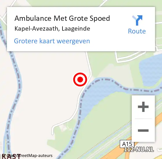 Locatie op kaart van de 112 melding: Ambulance Met Grote Spoed Naar Kapel-Avezaath, Laageinde op 8 november 2016 23:59