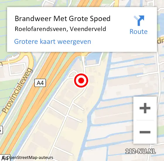 Locatie op kaart van de 112 melding: Brandweer Met Grote Spoed Naar Roelofarendsveen, Veenderveld op 9 november 2016 00:26