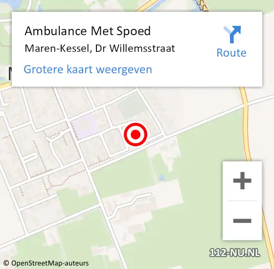 Locatie op kaart van de 112 melding: Ambulance Met Spoed Naar Maren-Kessel, Dr Willemsstraat op 9 november 2016 01:20