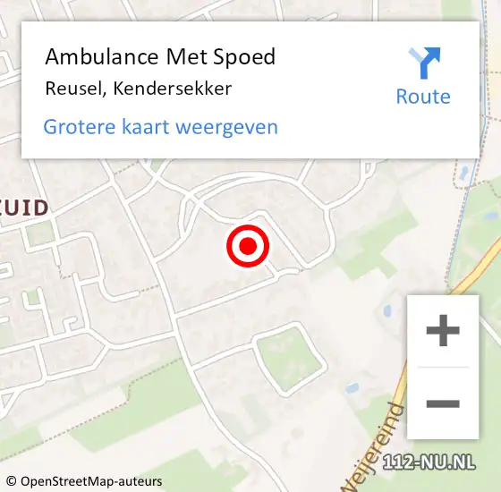 Locatie op kaart van de 112 melding: Ambulance Met Spoed Naar Reusel, Kendersekker op 9 november 2016 01:54