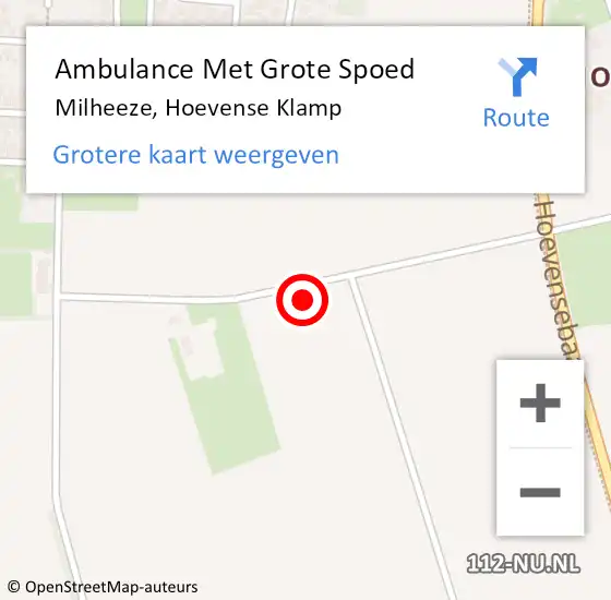 Locatie op kaart van de 112 melding: Ambulance Met Grote Spoed Naar Milheeze, Hoevense Klamp op 9 november 2016 03:05