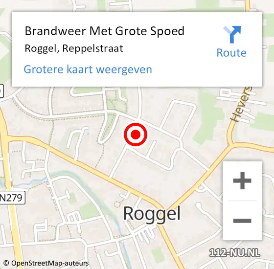 Locatie op kaart van de 112 melding: Brandweer Met Grote Spoed Naar Roggel, Reppelstraat op 9 november 2016 03:42