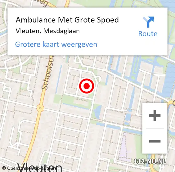 Locatie op kaart van de 112 melding: Ambulance Met Grote Spoed Naar Vleuten, Mesdaglaan op 9 november 2016 03:59