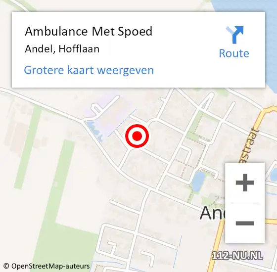 Locatie op kaart van de 112 melding: Ambulance Met Spoed Naar Andel, Hofflaan op 9 november 2016 04:27