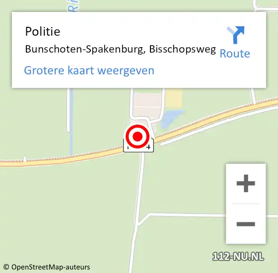 Locatie op kaart van de 112 melding: Politie Bunschoten-Spakenburg, Bisschopsweg op 9 november 2016 06:42