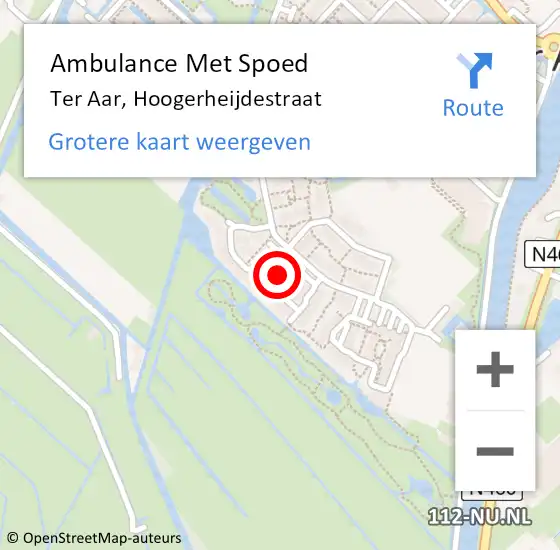 Locatie op kaart van de 112 melding: Ambulance Met Spoed Naar Ter Aar, Hoogerheijdestraat op 9 november 2016 07:24