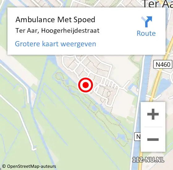 Locatie op kaart van de 112 melding: Ambulance Met Spoed Naar Ter Aar, Hoogerheijdestraat op 9 november 2016 07:26