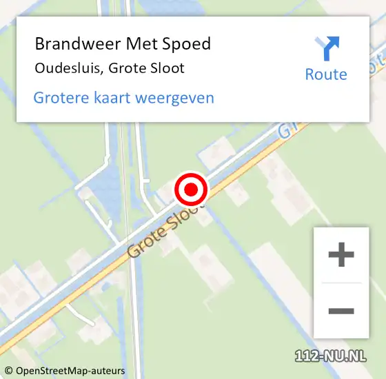 Locatie op kaart van de 112 melding: Brandweer Met Spoed Naar Oudesluis, Grote Sloot op 9 november 2016 07:27