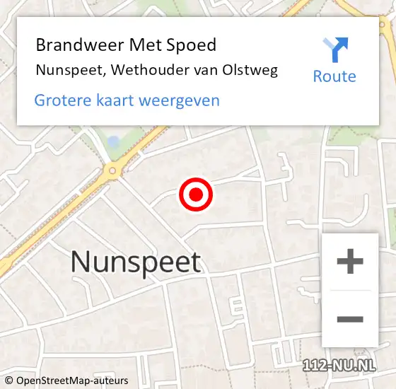 Locatie op kaart van de 112 melding: Brandweer Met Spoed Naar Nunspeet, Wethouder van Olstweg op 1 januari 2014 02:22