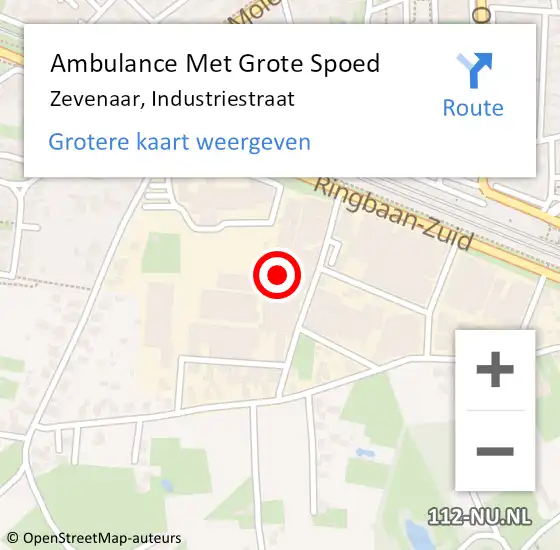 Locatie op kaart van de 112 melding: Ambulance Met Grote Spoed Naar Zevenaar, Industriestraat op 9 november 2016 07:51