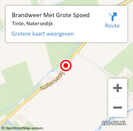 Locatie op kaart van de 112 melding: Brandweer Met Grote Spoed Naar Tinte, Natersedijk op 1 januari 2014 02:28