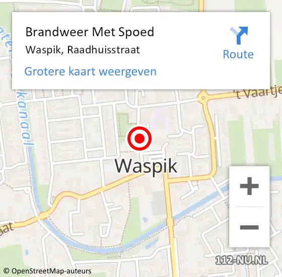 Locatie op kaart van de 112 melding: Brandweer Met Spoed Naar Waspik, Raadhuisstraat op 1 januari 2014 02:28