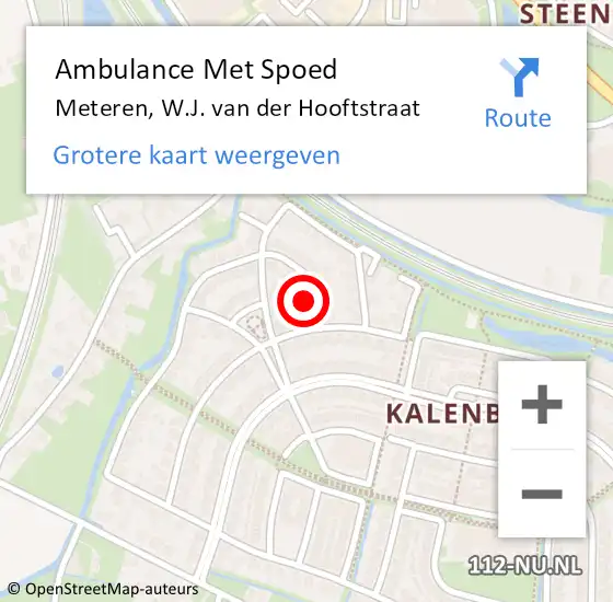 Locatie op kaart van de 112 melding: Ambulance Met Spoed Naar Meteren, W.J. van der Hooftstraat op 9 november 2016 09:51