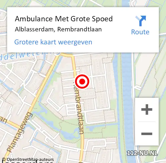 Locatie op kaart van de 112 melding: Ambulance Met Grote Spoed Naar Alblasserdam, Rembrandtlaan op 1 januari 2014 02:29