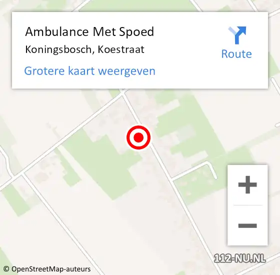 Locatie op kaart van de 112 melding: Ambulance Met Spoed Naar Koningsbosch, Koestraat op 9 november 2016 10:16