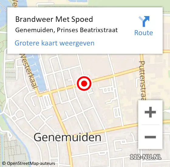 Locatie op kaart van de 112 melding: Brandweer Met Spoed Naar Genemuiden, Prinses Beatrixstraat op 1 januari 2014 02:30