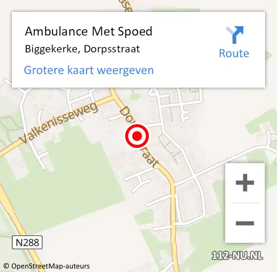 Locatie op kaart van de 112 melding: Ambulance Met Spoed Naar Biggekerke, Dorpsstraat op 9 november 2016 10:40
