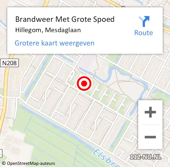 Locatie op kaart van de 112 melding: Brandweer Met Grote Spoed Naar Hillegom, Mesdaglaan op 9 november 2016 11:04