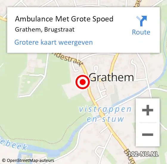 Locatie op kaart van de 112 melding: Ambulance Met Grote Spoed Naar Grathem, Brugstraat op 9 november 2016 11:06