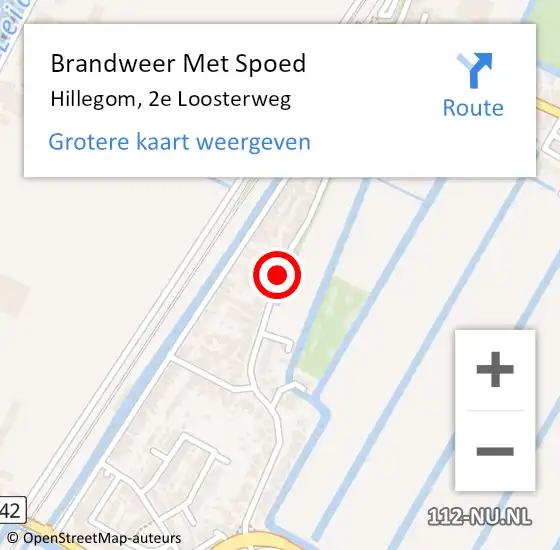 Locatie op kaart van de 112 melding: Brandweer Met Spoed Naar Hillegom, 2e Loosterweg op 9 november 2016 11:20