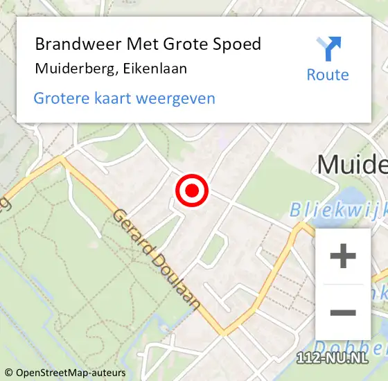 Locatie op kaart van de 112 melding: Brandweer Met Grote Spoed Naar Muiderberg, Eikenlaan op 9 november 2016 11:30