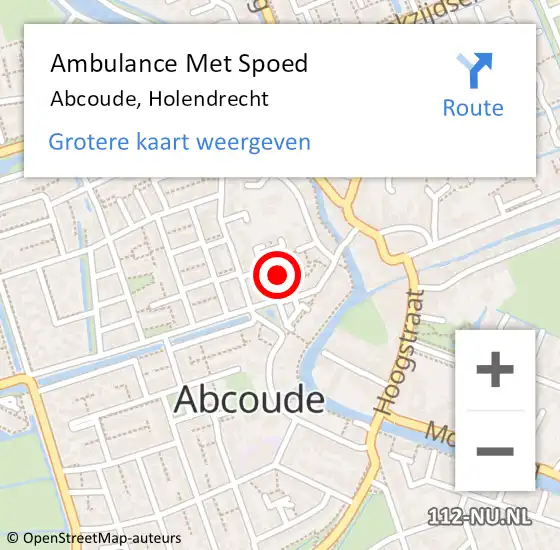 Locatie op kaart van de 112 melding: Ambulance Met Spoed Naar Abcoude, Holendrecht op 9 november 2016 12:09