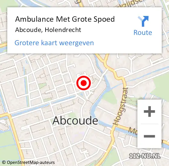 Locatie op kaart van de 112 melding: Ambulance Met Grote Spoed Naar Abcoude, Holendrecht op 9 november 2016 12:12