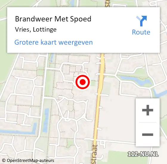 Locatie op kaart van de 112 melding: Brandweer Met Spoed Naar Vries, Lottinge op 1 januari 2014 02:38