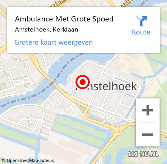 Locatie op kaart van de 112 melding: Ambulance Met Grote Spoed Naar Amstelhoek, Kerklaan op 9 november 2016 13:10