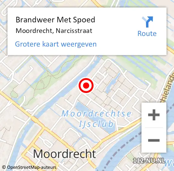 Locatie op kaart van de 112 melding: Brandweer Met Spoed Naar Moordrecht, Narcisstraat op 9 november 2016 14:06