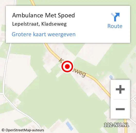 Locatie op kaart van de 112 melding: Ambulance Met Spoed Naar Lepelstraat, Kladseweg op 9 november 2016 14:24