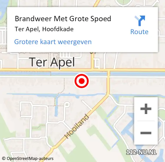 Locatie op kaart van de 112 melding: Brandweer Met Grote Spoed Naar Ter Apel, Hoofdkade op 1 januari 2014 02:47