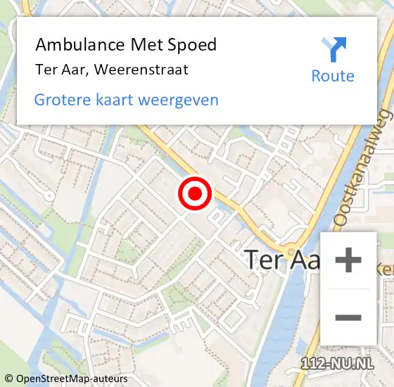 Locatie op kaart van de 112 melding: Ambulance Met Spoed Naar Ter Aar, Weerenstraat op 1 januari 2014 02:49