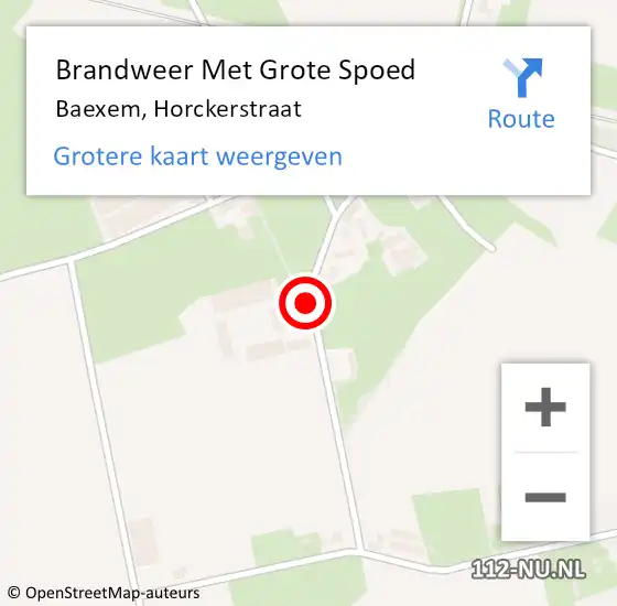 Locatie op kaart van de 112 melding: Brandweer Met Grote Spoed Naar Baexem, Horckerstraat op 9 november 2016 16:09