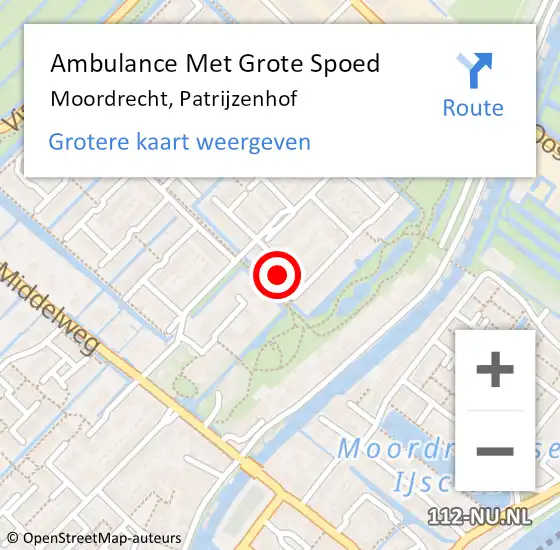 Locatie op kaart van de 112 melding: Ambulance Met Grote Spoed Naar Moordrecht, Patrijzenhof op 9 november 2016 16:49