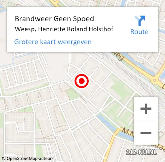 Locatie op kaart van de 112 melding: Brandweer Geen Spoed Naar Weesp, Henriette Roland Holsthof op 9 november 2016 16:52