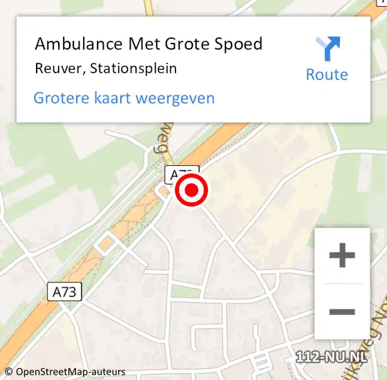 Locatie op kaart van de 112 melding: Ambulance Met Grote Spoed Naar Reuver, Stationsplein op 9 november 2016 18:40