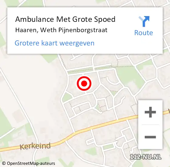 Locatie op kaart van de 112 melding: Ambulance Met Grote Spoed Naar Haaren, Weth Pijnenborgstraat op 9 november 2016 18:49