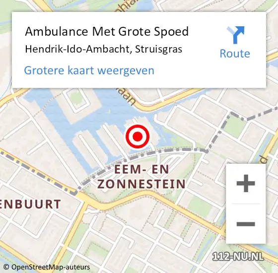 Locatie op kaart van de 112 melding: Ambulance Met Grote Spoed Naar Hendrik-Ido-Ambacht, Struisgras op 9 november 2016 18:50