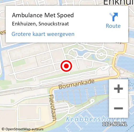 Locatie op kaart van de 112 melding: Ambulance Met Spoed Naar Enkhuizen, Snouckstraat op 9 november 2016 20:07