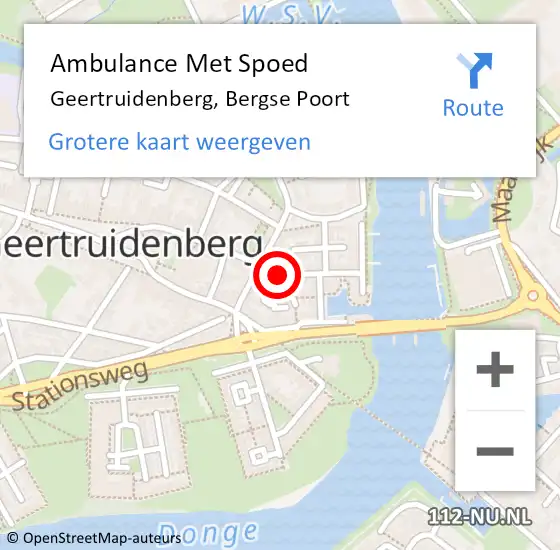 Locatie op kaart van de 112 melding: Ambulance Met Spoed Naar Geertruidenberg, Bergse Poort op 9 november 2016 20:24