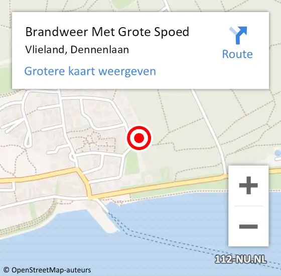 Locatie op kaart van de 112 melding: Brandweer Met Grote Spoed Naar Vlieland, Dennenlaan op 9 november 2016 20:56