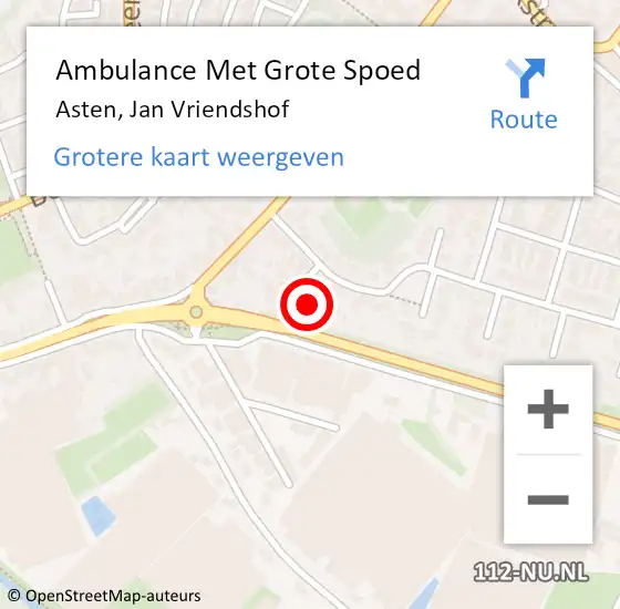 Locatie op kaart van de 112 melding: Ambulance Met Grote Spoed Naar Asten, Jan Vriendshof op 9 november 2016 22:44