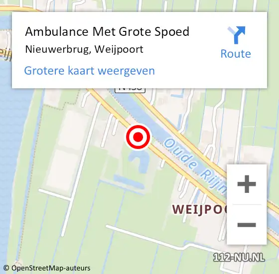 Locatie op kaart van de 112 melding: Ambulance Met Grote Spoed Naar Nieuwerbrug, Weijpoort op 9 november 2016 23:08