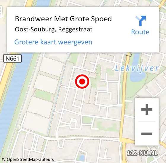Locatie op kaart van de 112 melding: Brandweer Met Grote Spoed Naar Oost-Souburg, Reggestraat op 10 november 2016 06:51